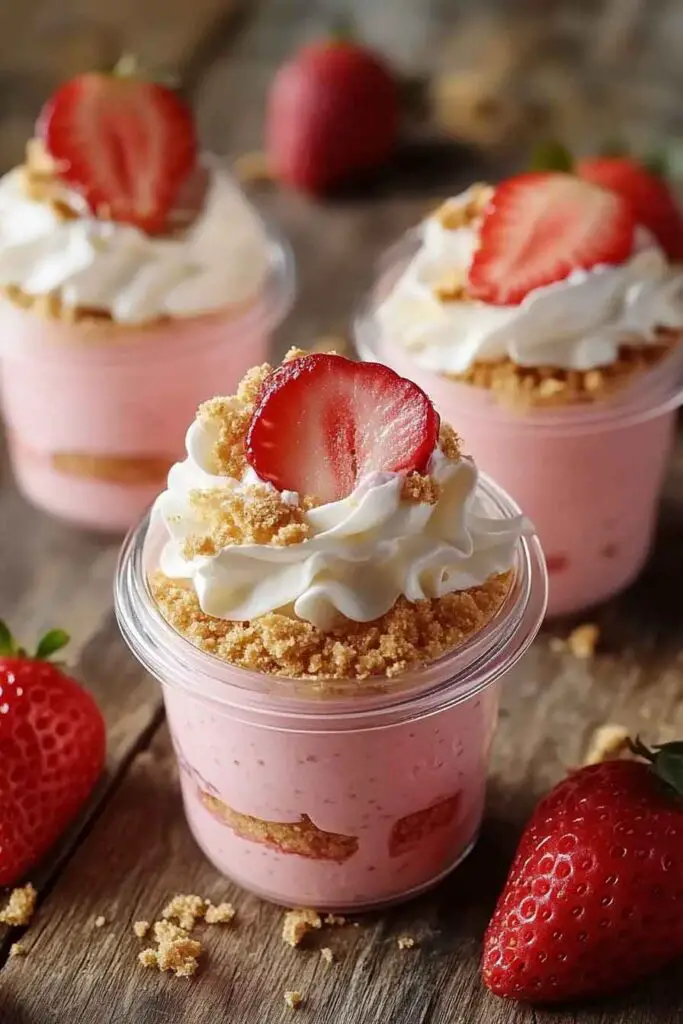 Strawberry Pink Pudding Cheesecake Cups