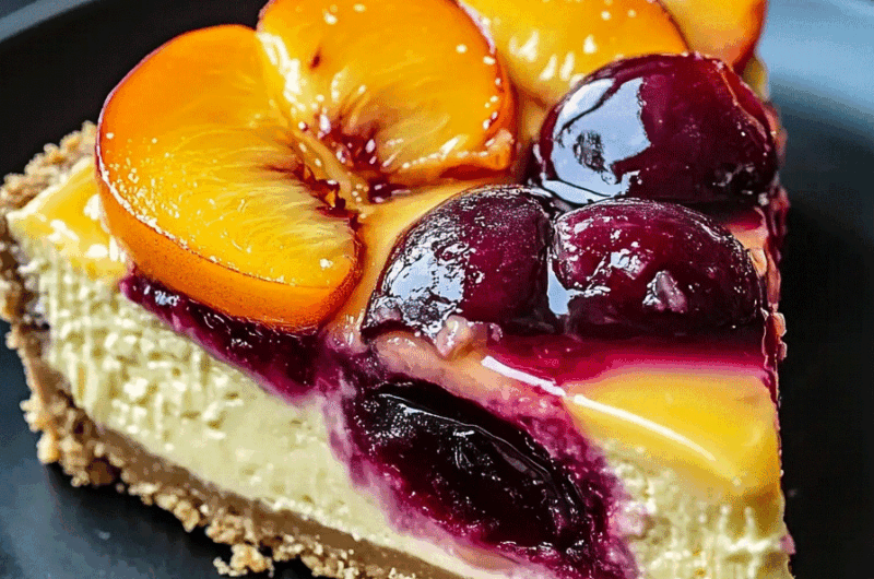 Summer Peach Plum Cheesecake