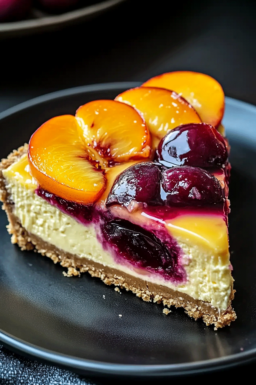Summer Peach Plum Cheesecake