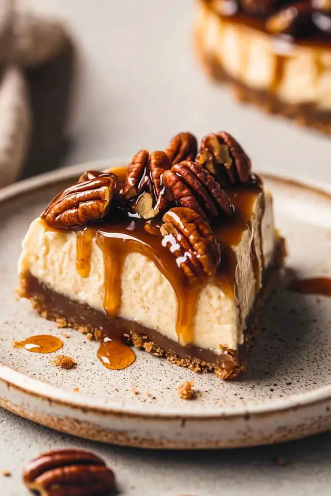 vegan Caramel Pecan Pie Cheesecake