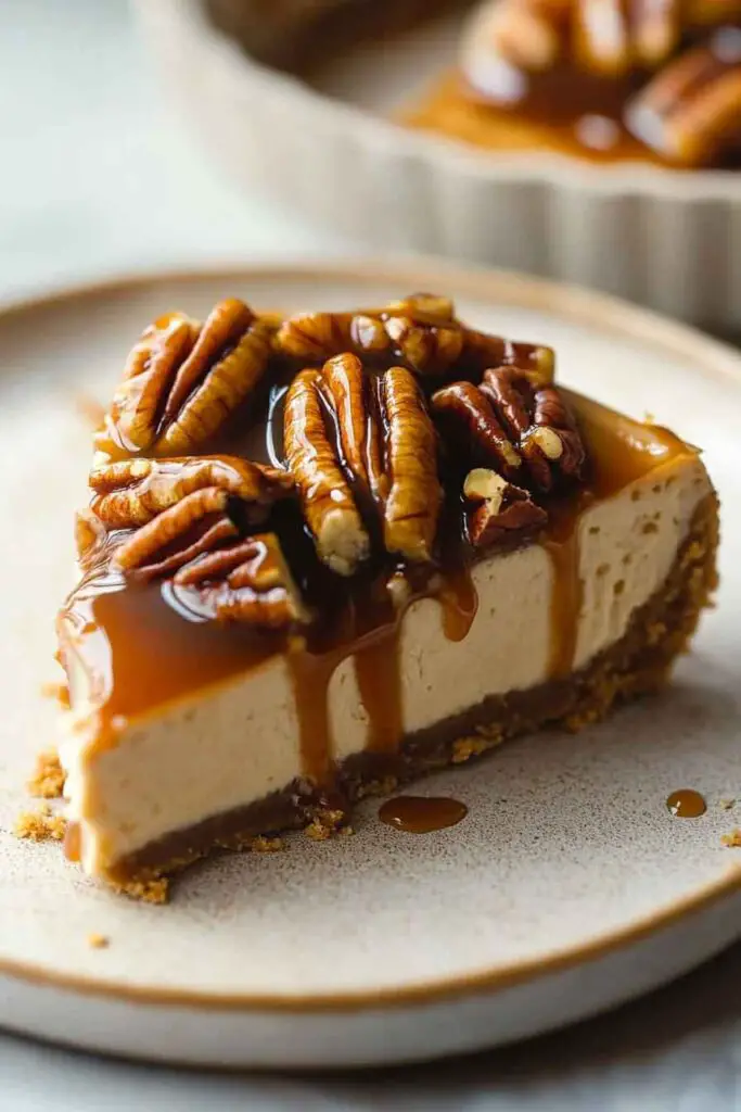 vegan Caramel Pecan Pie Cheesecake
