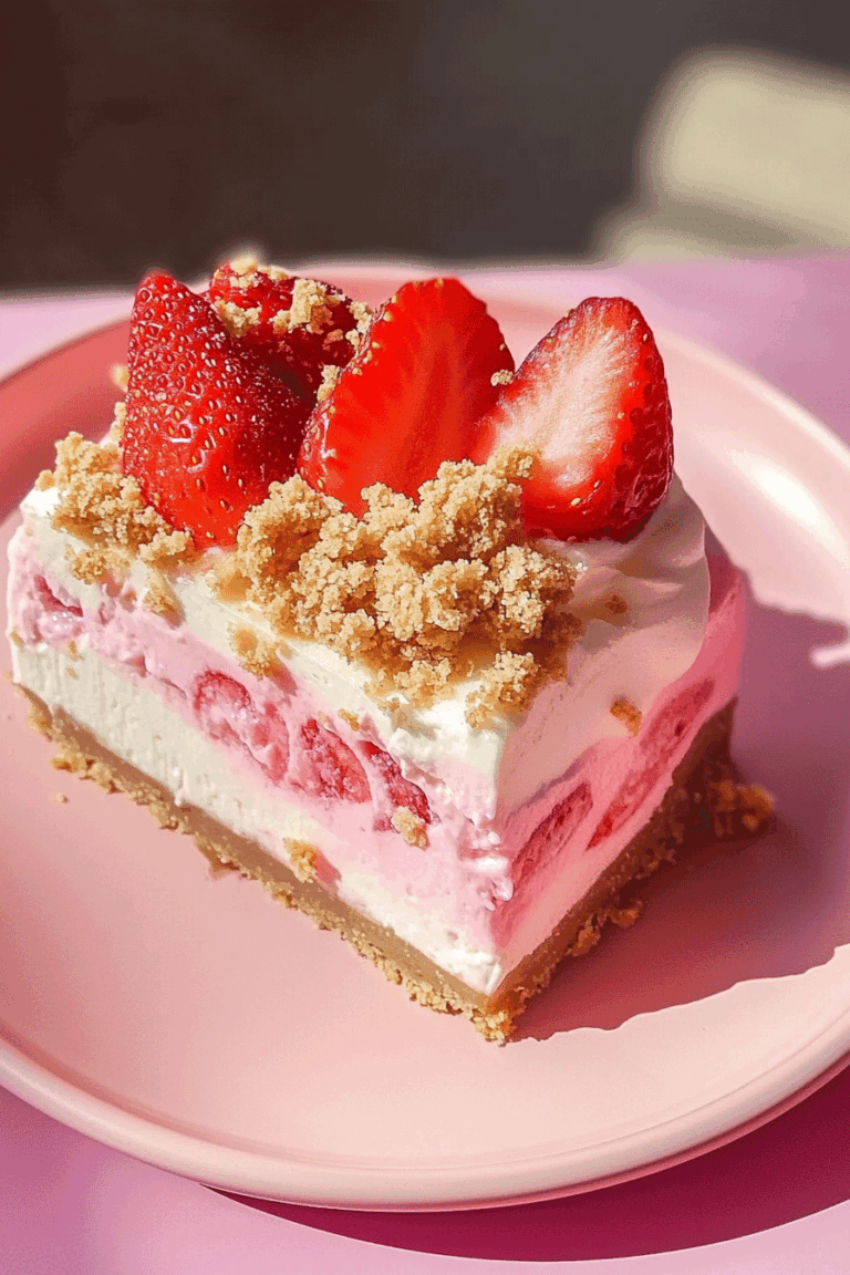 very Strawberry Crunch Cheesecake Slice