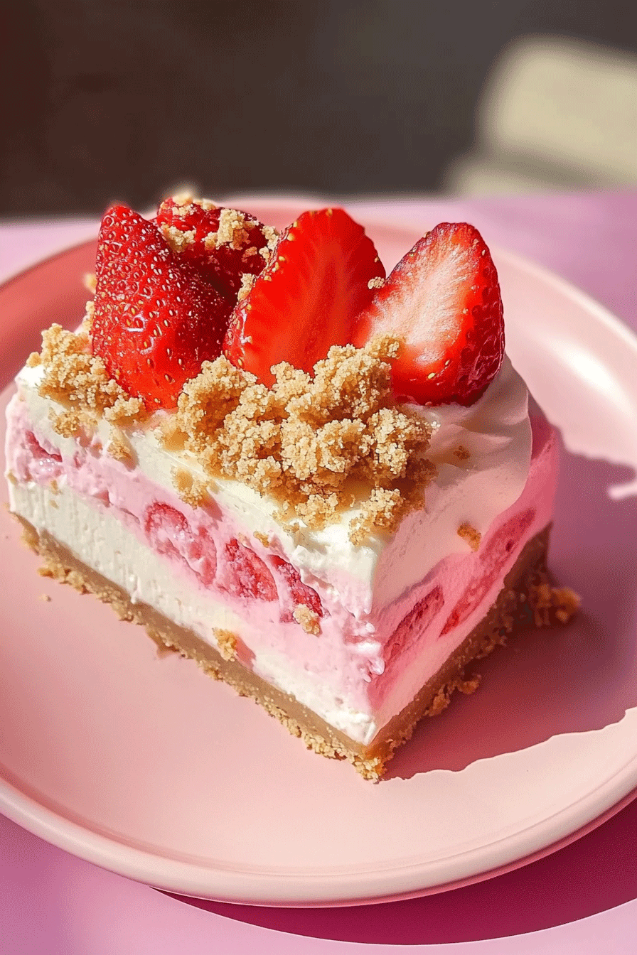 very Strawberry Crunch Cheesecake Slice