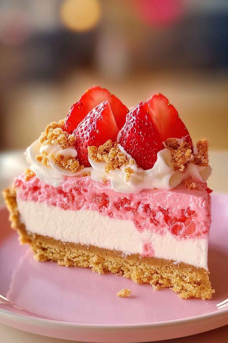 very Strawberry Crunch Cheesecake Slice
