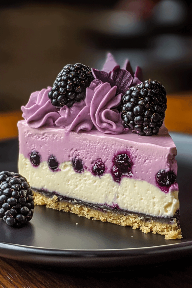 White Chocolate Blackberry Mousse Cheesecake