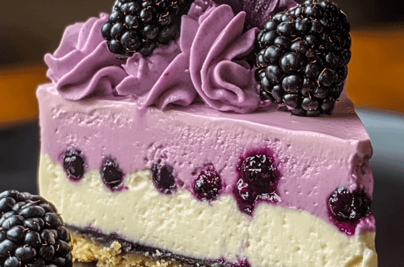 White Chocolate Blackberry Mousse Cheesecake