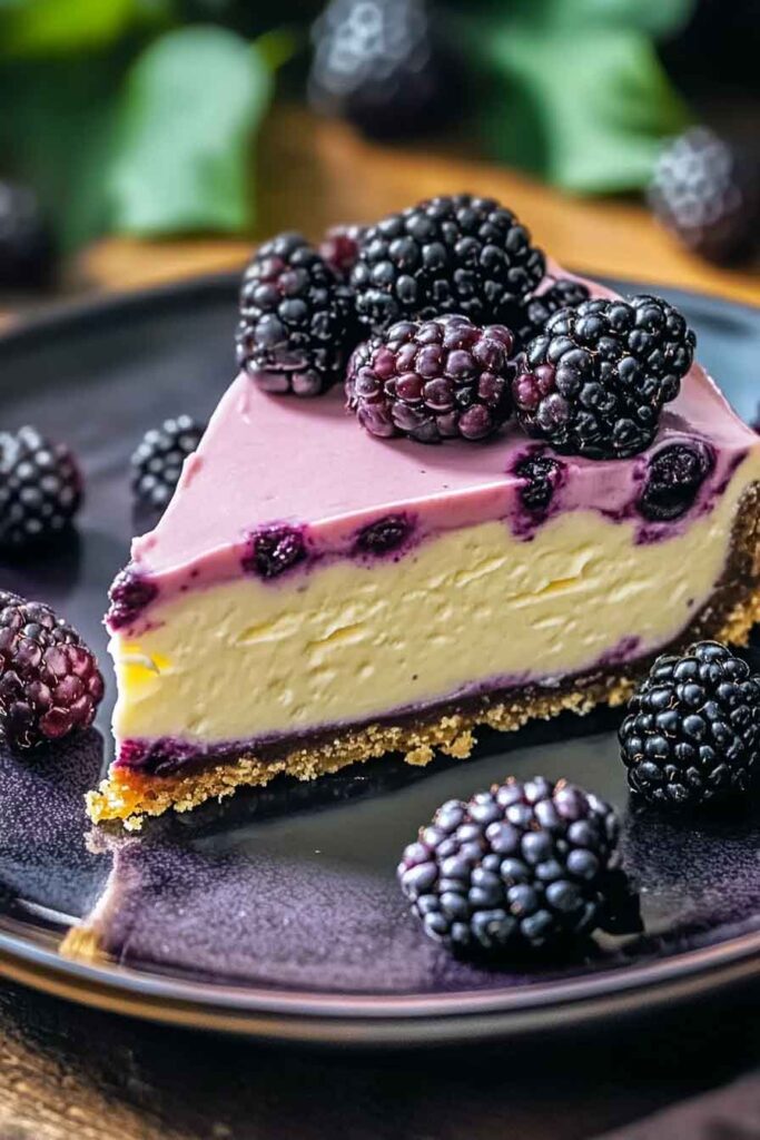 white Chocolate Blackberry Mousse Cheesecake