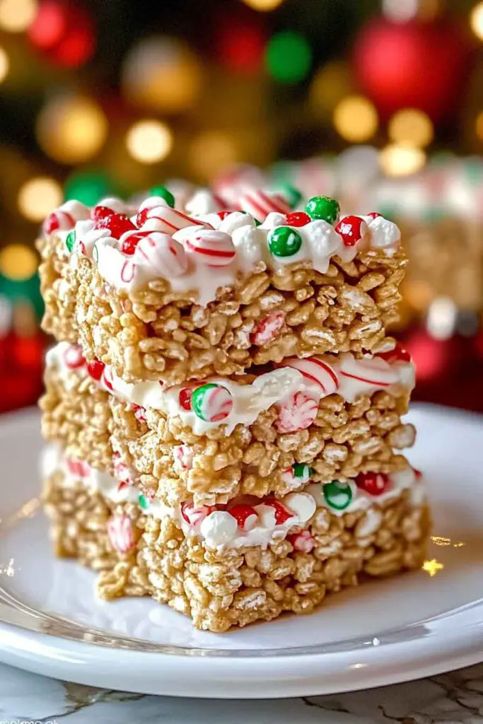 christmas Peanut Butter Rice Cereal Squares