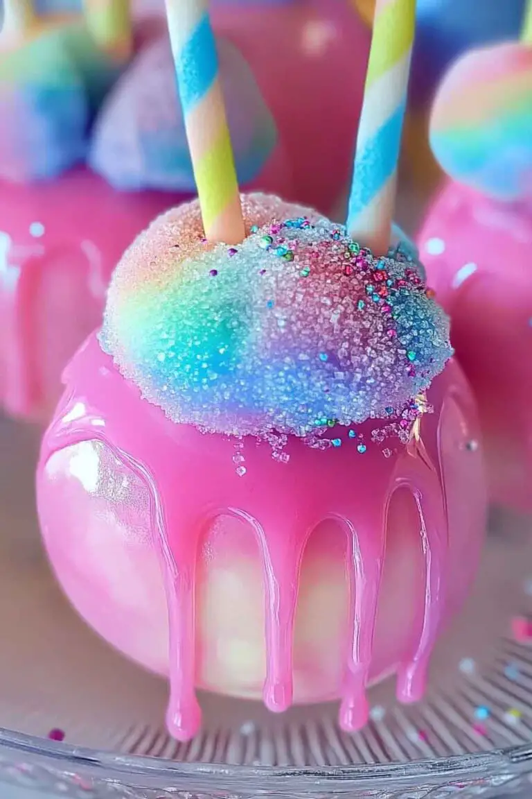Colorful Candy Apples with Cotton Candy Recipe