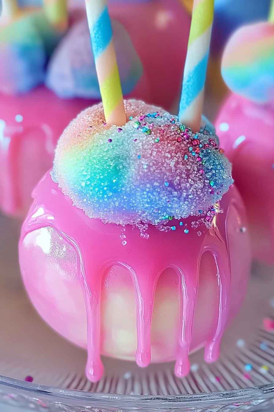 Colorful Candy Apples with Cotton Candy Recipe