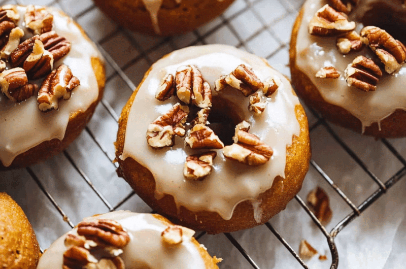 Baked Pumpkin Donuts with Maple Glaze