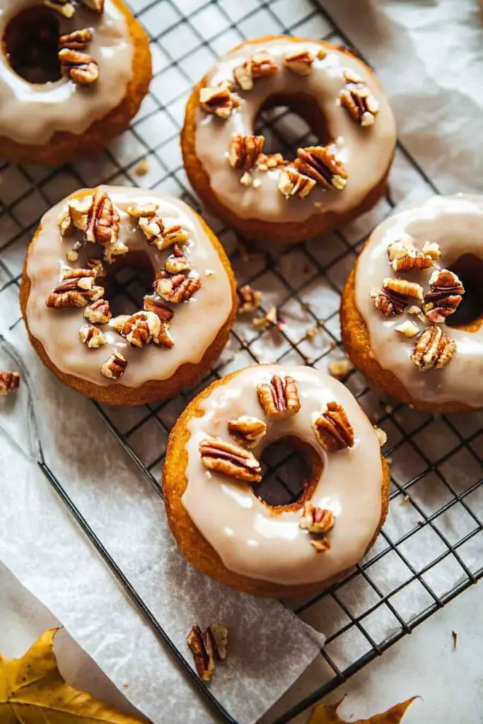 Baked Pumpkin Donuts with Maple Glaze