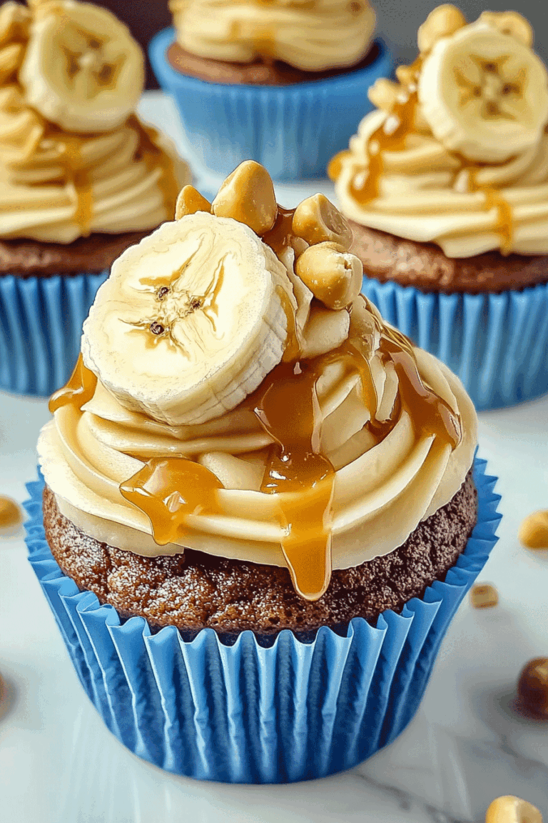 Banana Caramel Peanut Butter Cupcakes