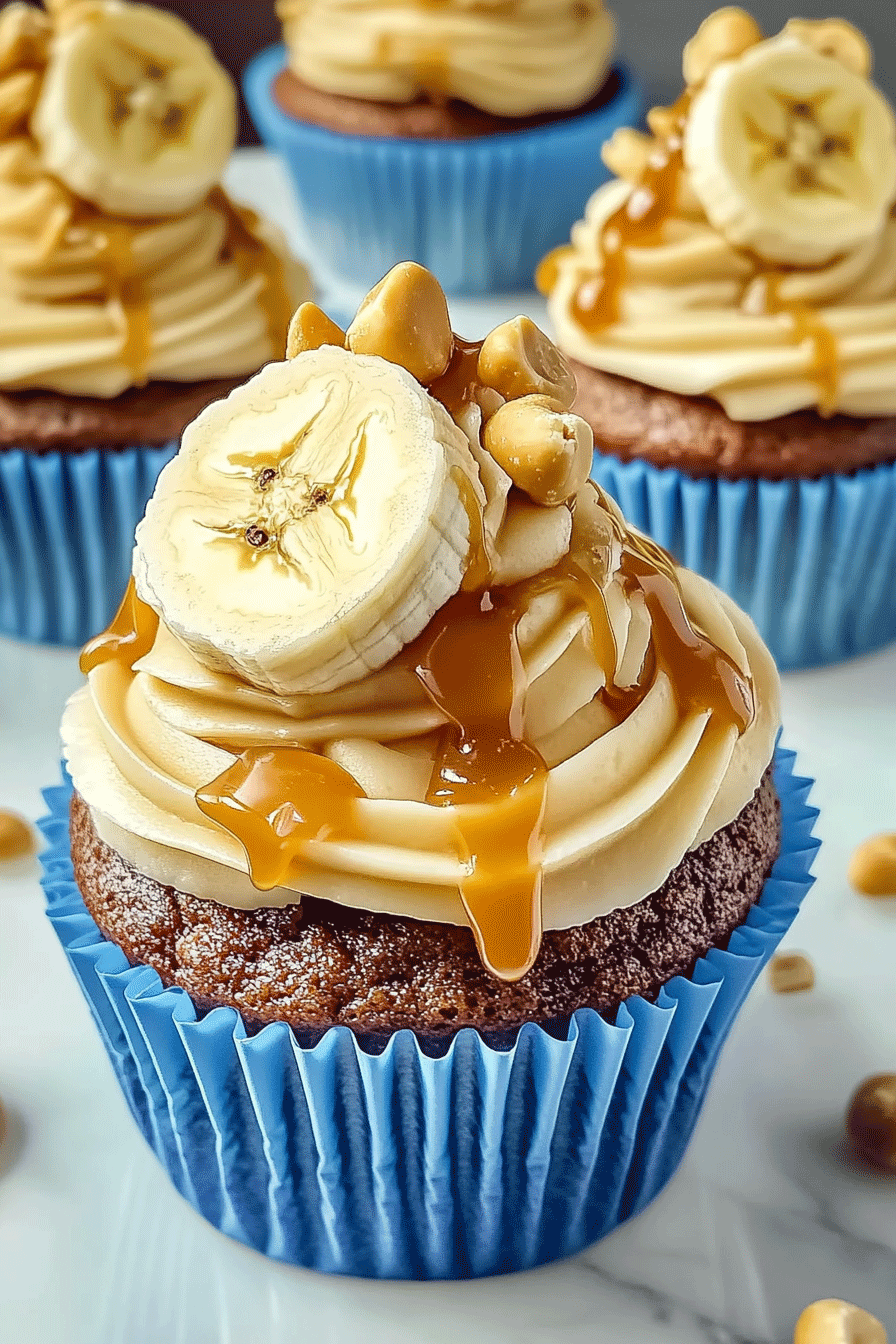 Banana Caramel Peanut Butter Cupcakes