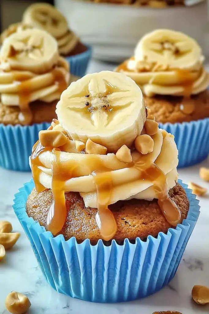 banana Caramel Peanut Butter Cupcakes