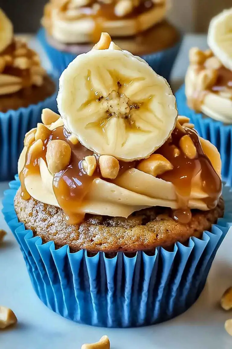 banana Caramel Peanut Butter Cupcakes