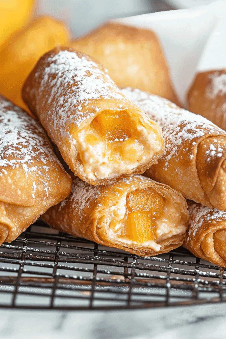 Peach Cobbler Cheesecake Egg Rolls