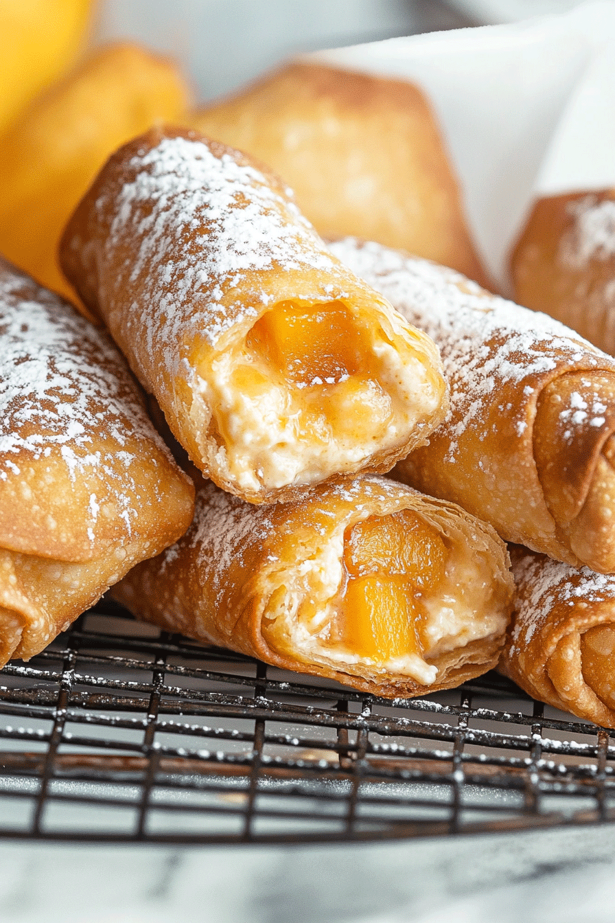 Peach Cobbler Cheesecake Egg Rolls