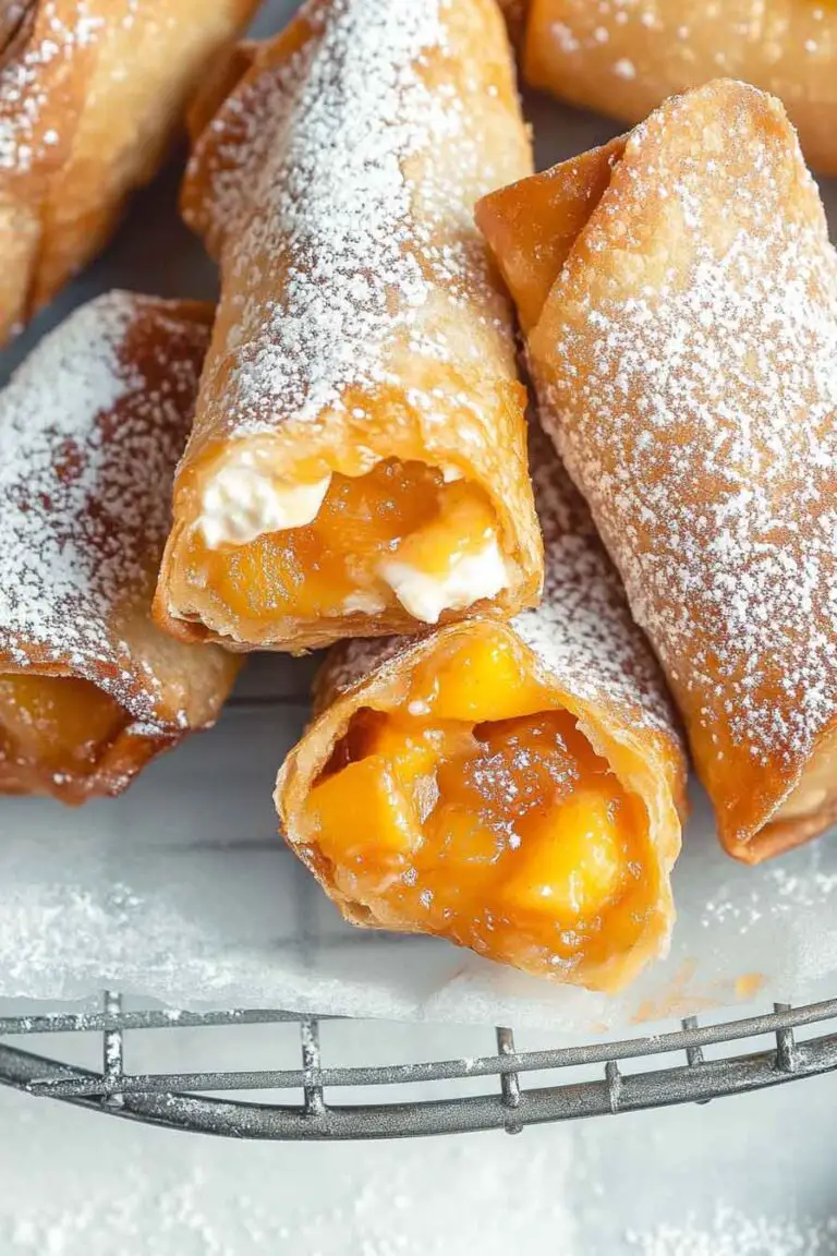 Peach Cobbler Cheesecake Egg Rolls