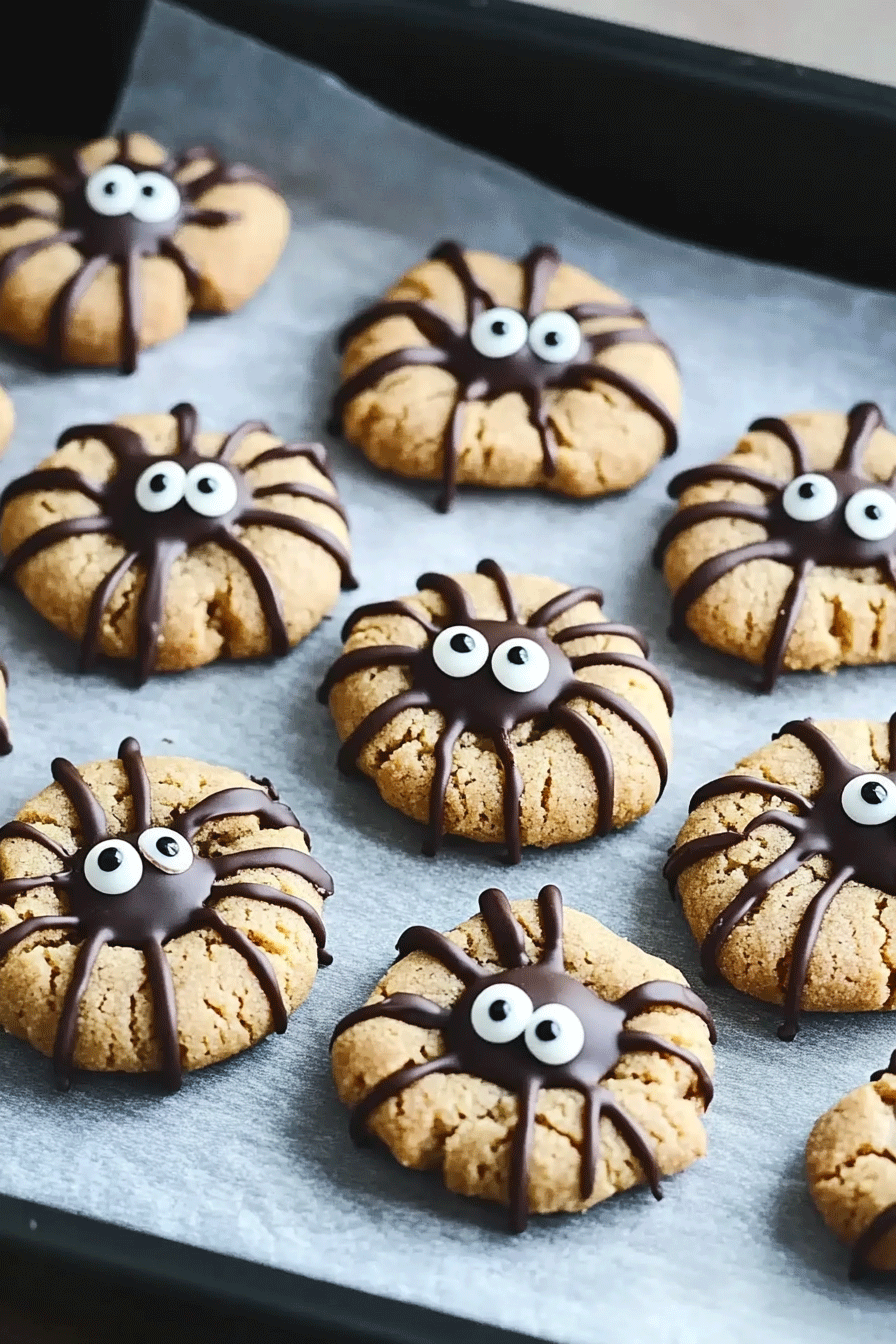 Peanut Butter Spider Cookies (Halloween)