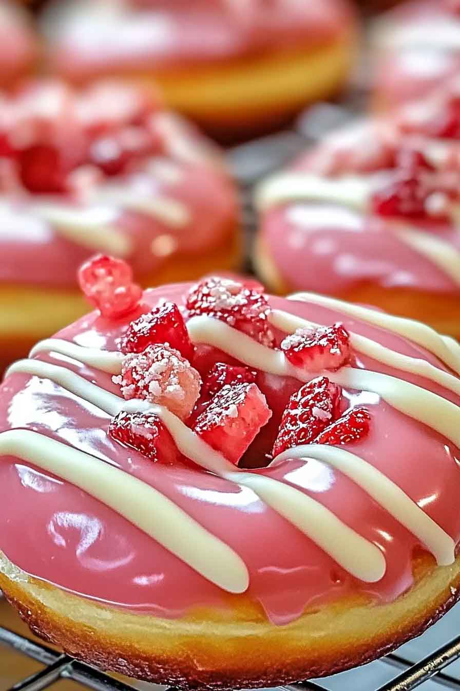 White Chocolate Strawberry Cream Donuts Recipe