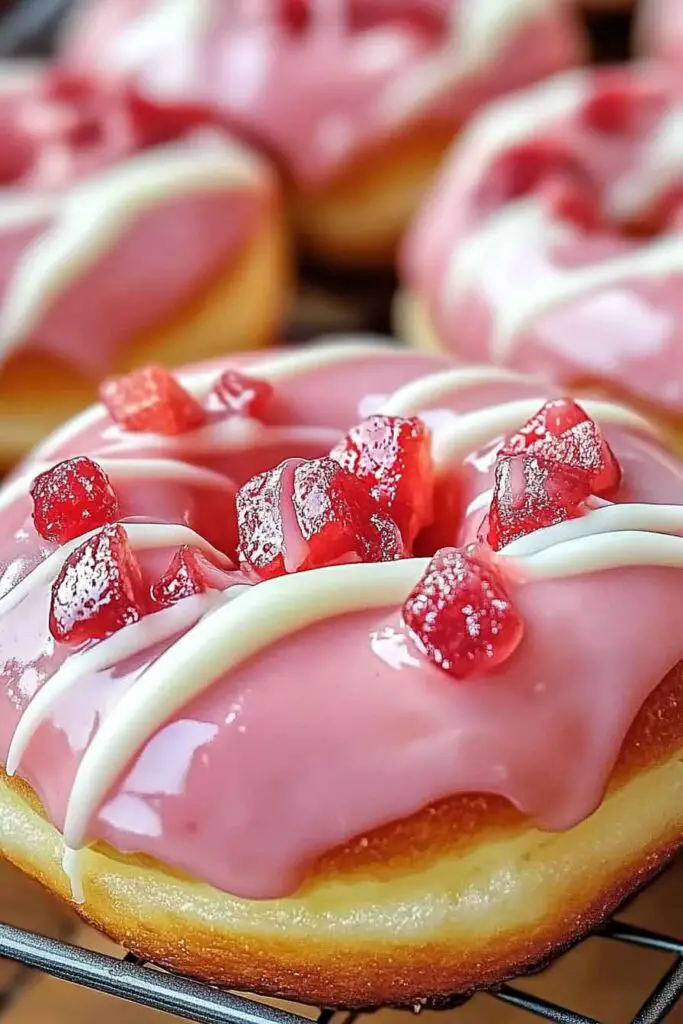 White Chocolate Strawberry Cream Donuts