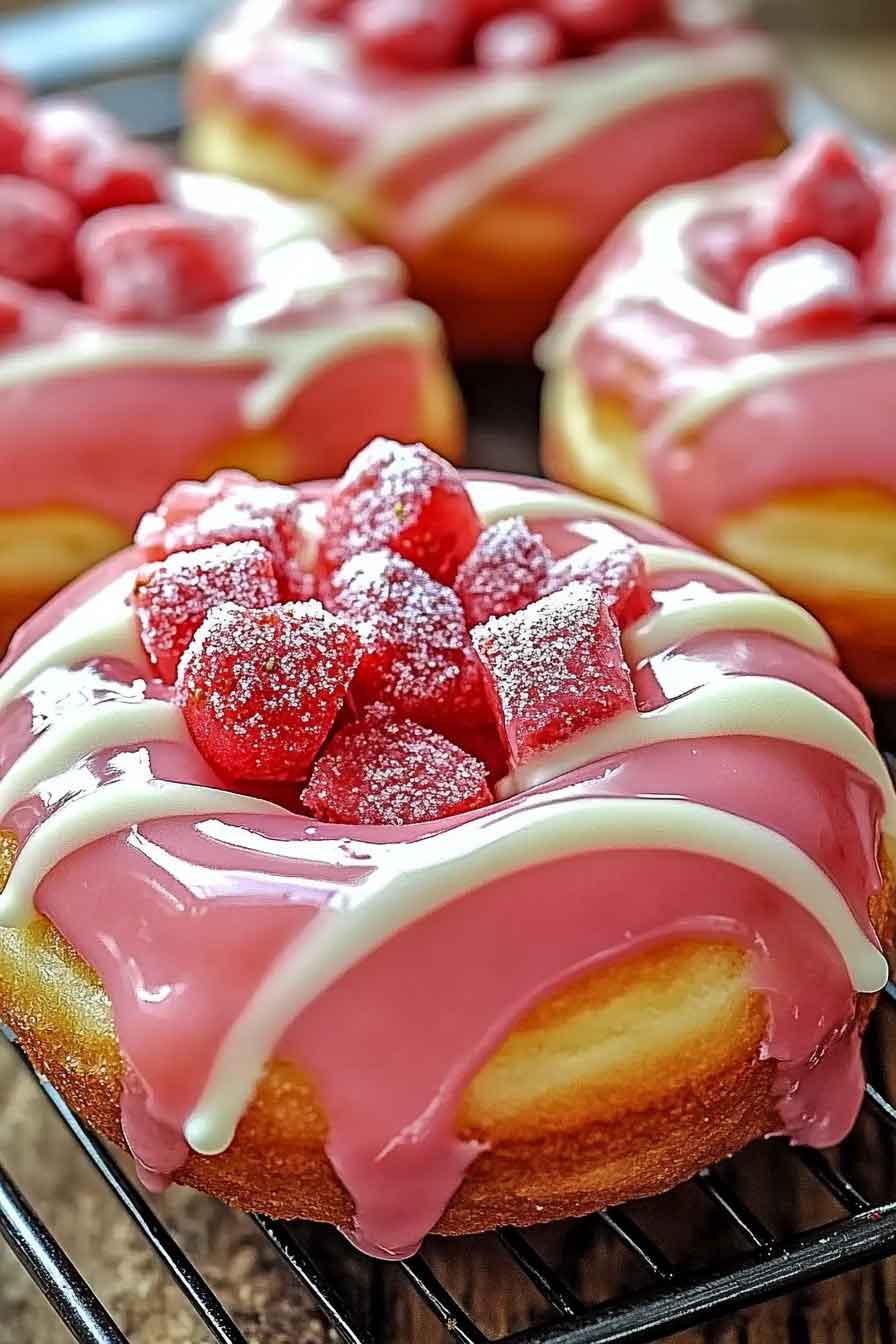 White Chocolate Strawberry Cream Donuts Recipe