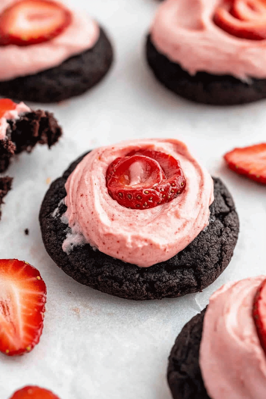Crumbl Chocolate Strawberry Cheesecake Cookies