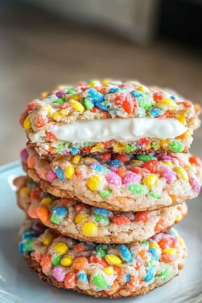 Fruity Pebbles Cookie Sandwiches
