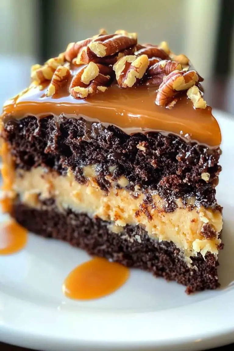 German Chocolate Cake Caramel Drizzle