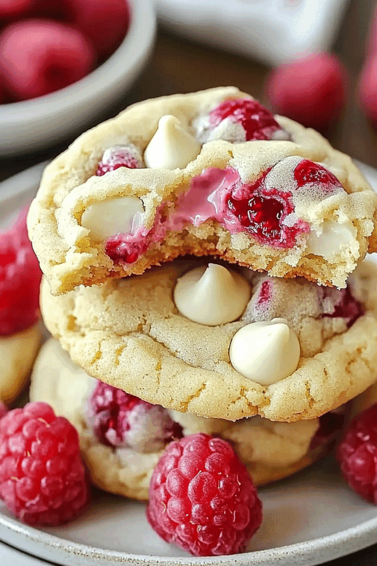 Gooey Raspberry White Chocolate Cookies