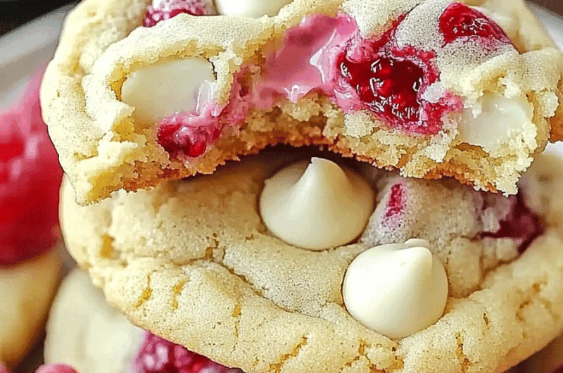 Gooey Raspberry White Chocolate Cookies