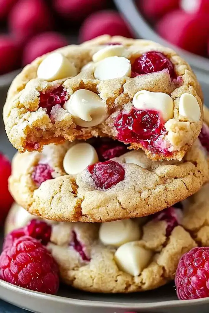 Gooey Raspberry White Chocolate Cookies