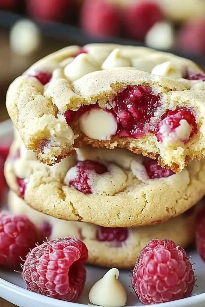 Gooey Raspberry White Chocolate Cookies
