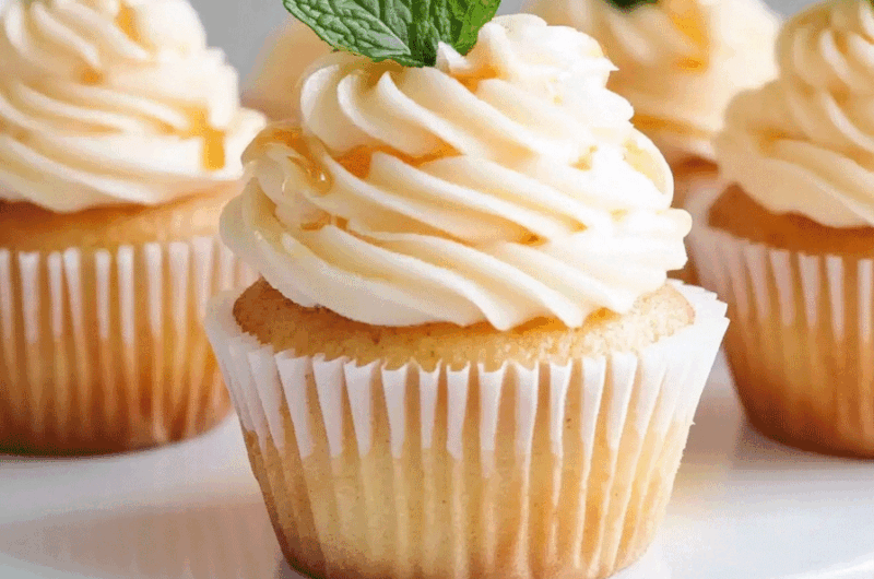 Honey Peach Cream Cheese Cupcakes