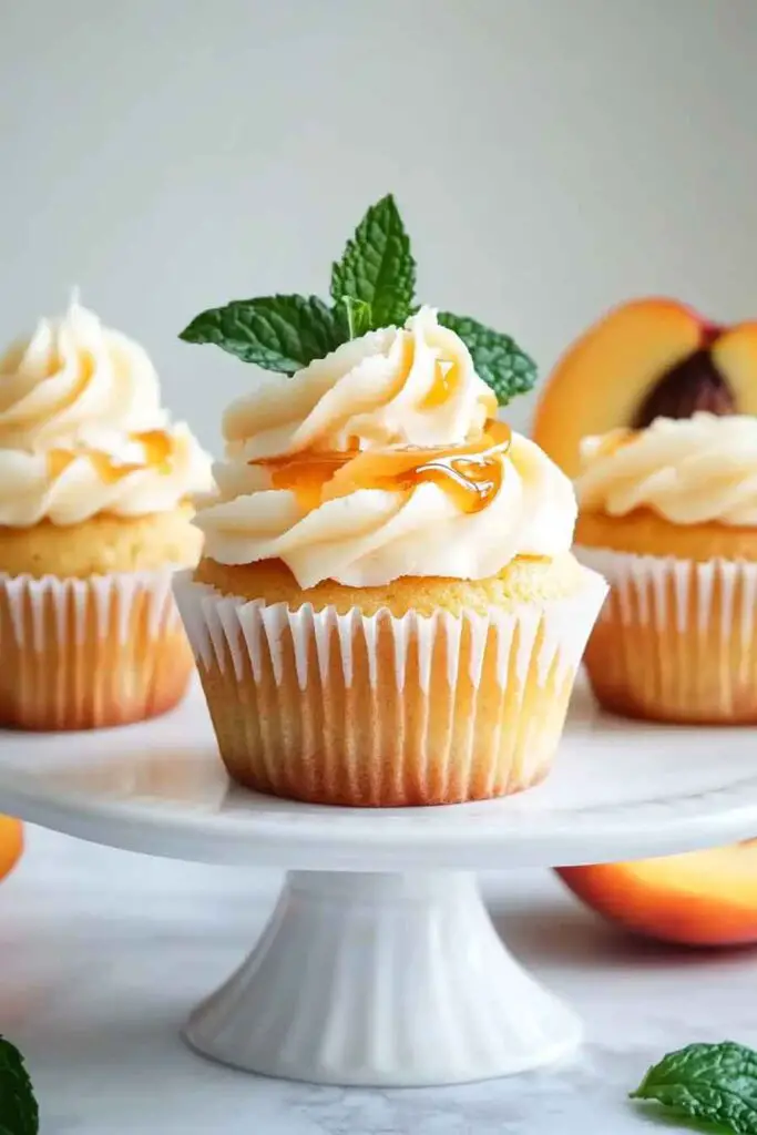 Honey Peach Cream Cheese Cupcakes