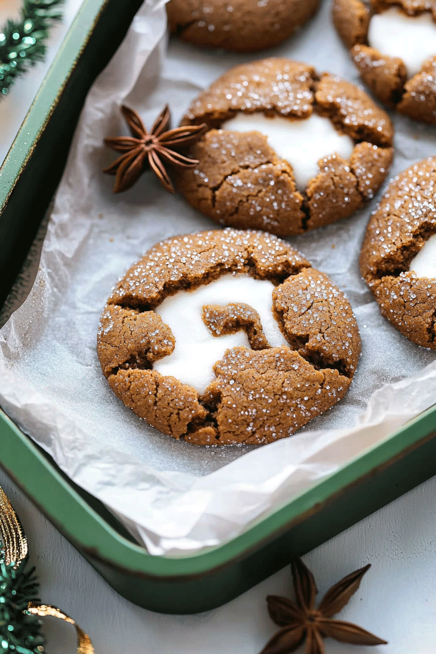 Marshmallow Stuffed Molasses Cookies