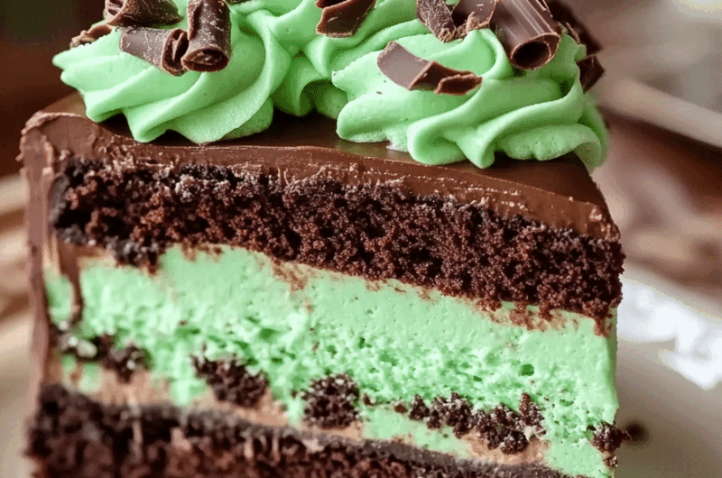 Mint Chocolate Fudge Cheesecake Cake