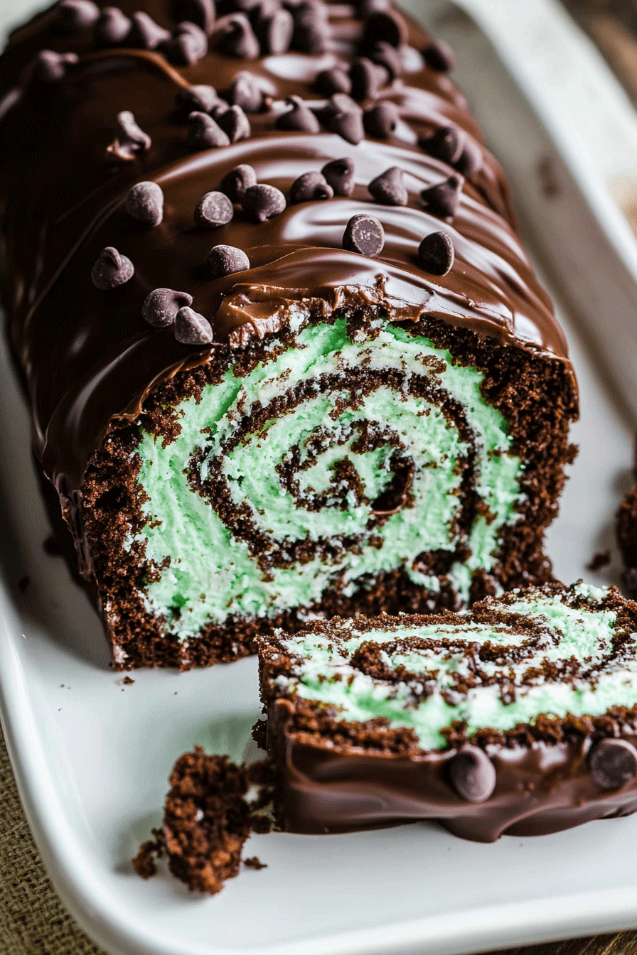 Mint Chocolate Roll Cake