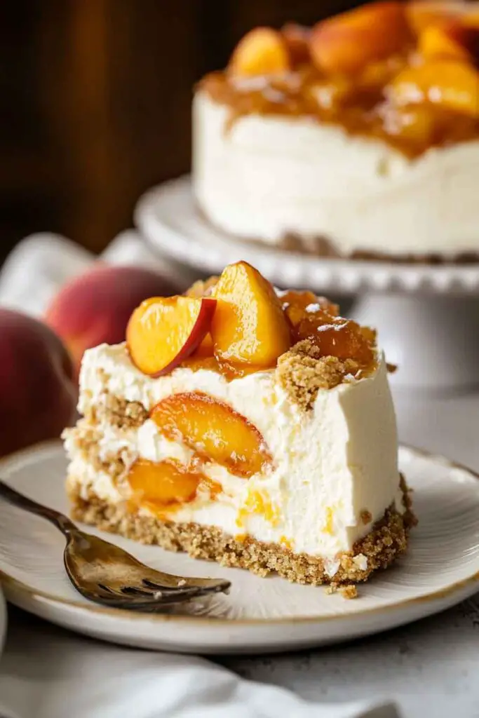 How to Serve Peach Cobbler Cheesecake Cake