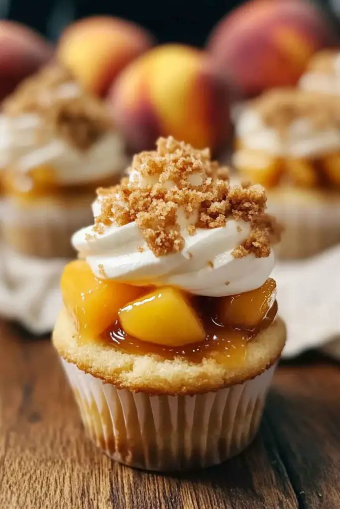 Peach Cobbler Cheesecake Cupcakes