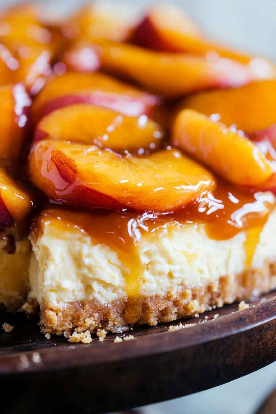 Peach Cobbler Stuffed Cheesecake