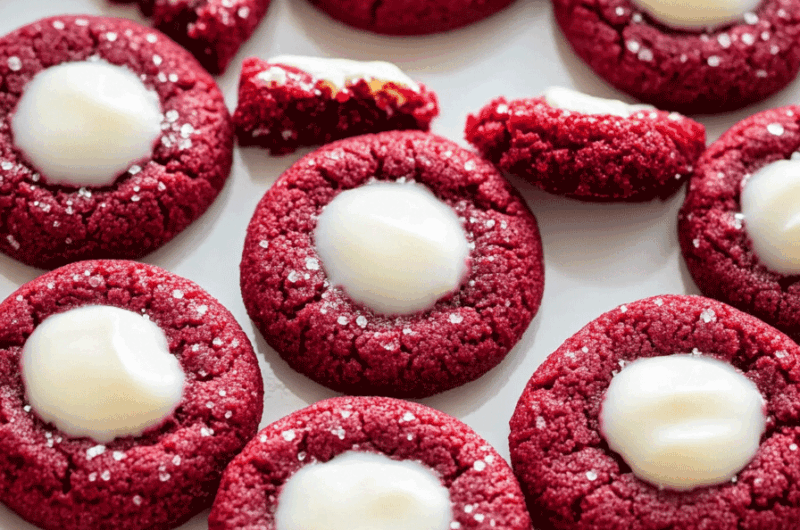 Red Velvet Thumbprint Cookies