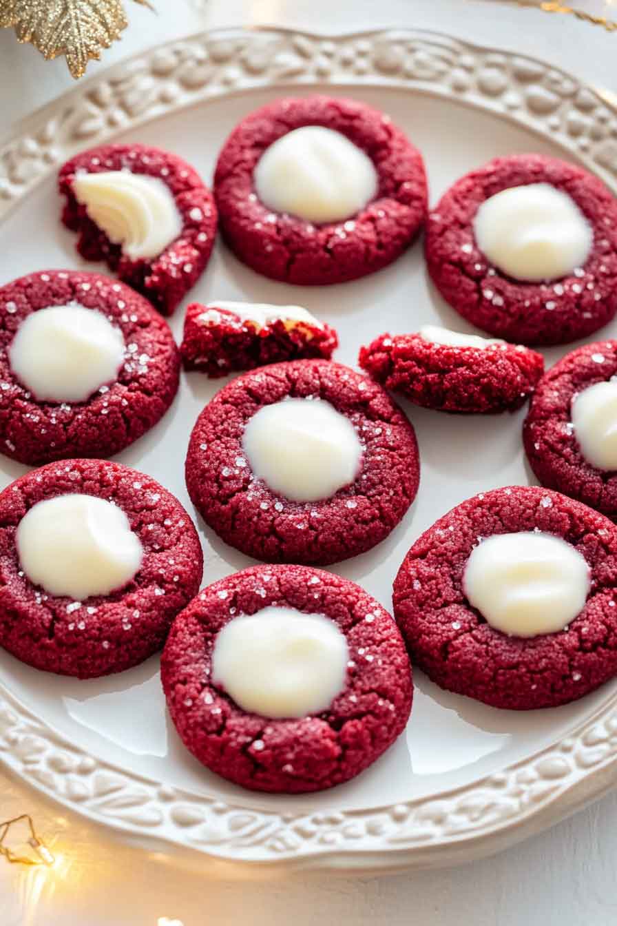 Red Velvet Thumbprint Cookies