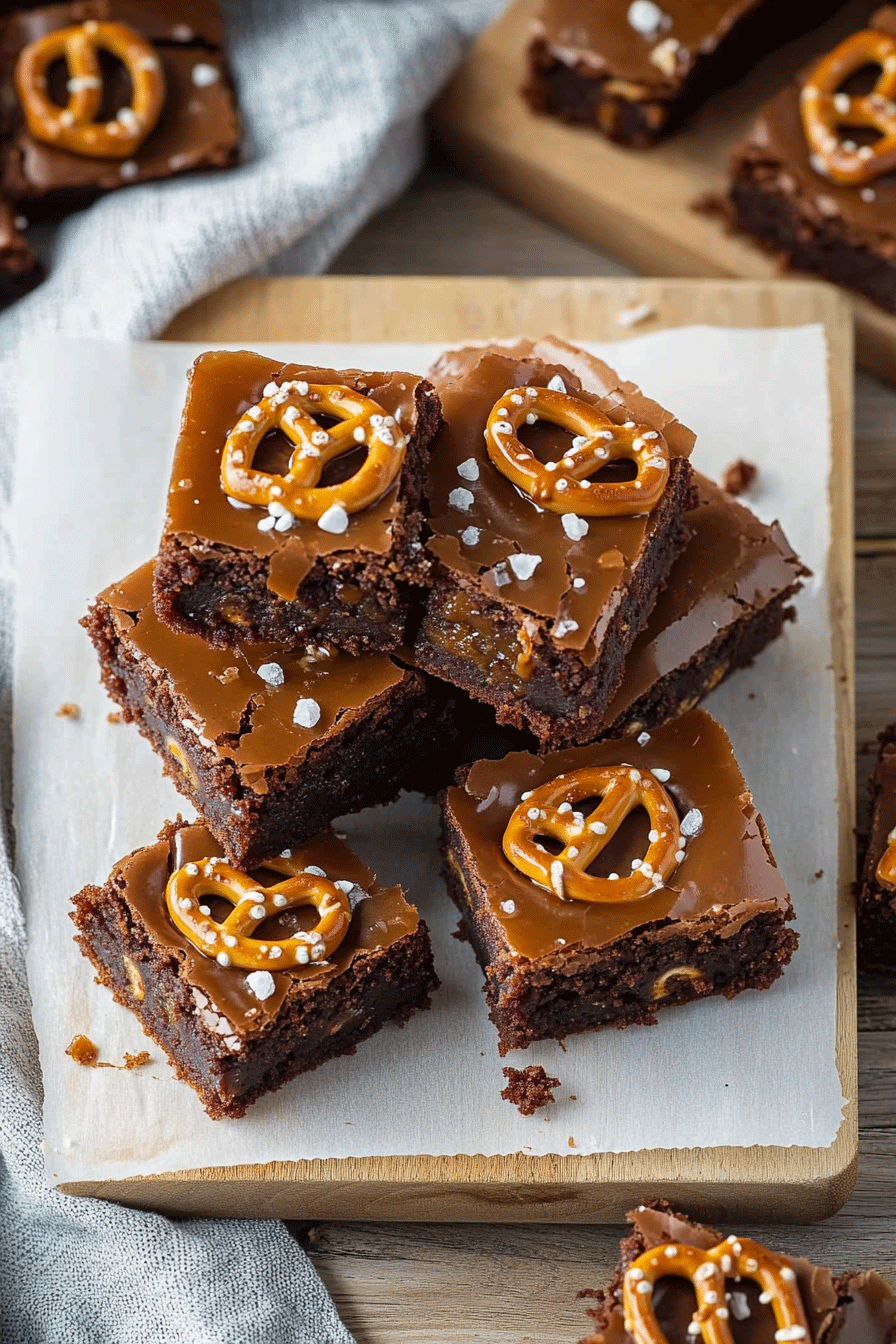 Salted Caramel Pretzel Brownies