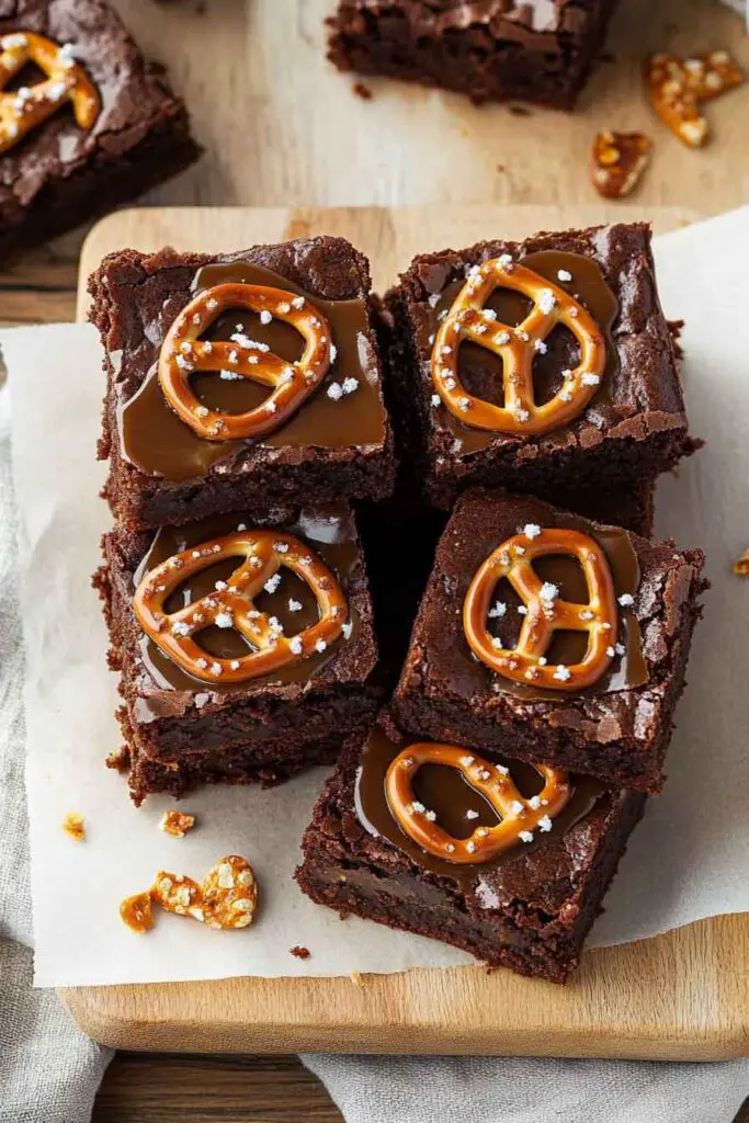 Ingredients for Salted Caramel Pretzel Brownies
