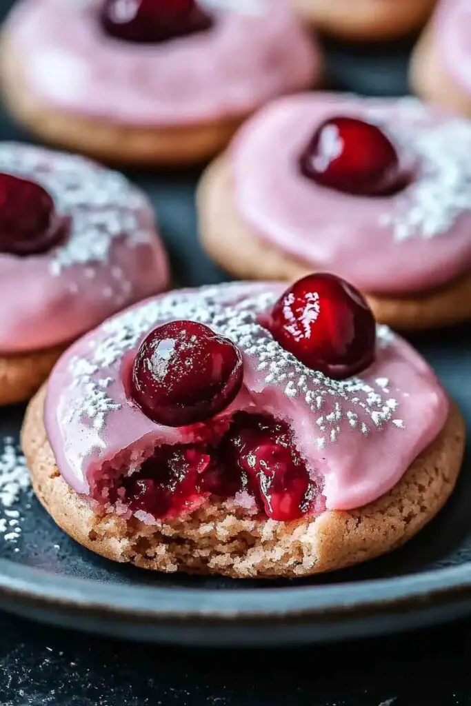 Strawberry Frosted Cherry Cookies