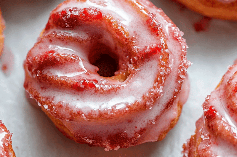 Strawberry Glazed French Crullers