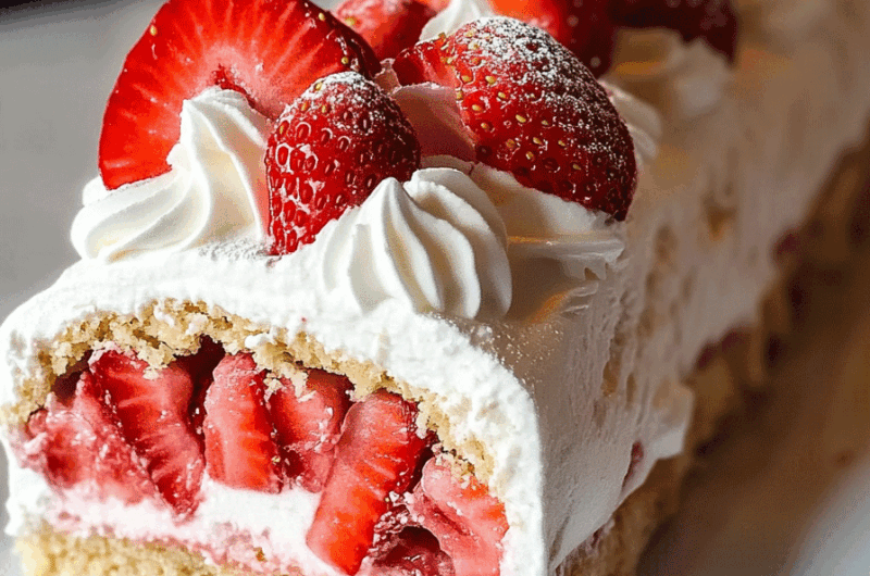 Strawberry Shortcake Cheesecake Dessert Roll