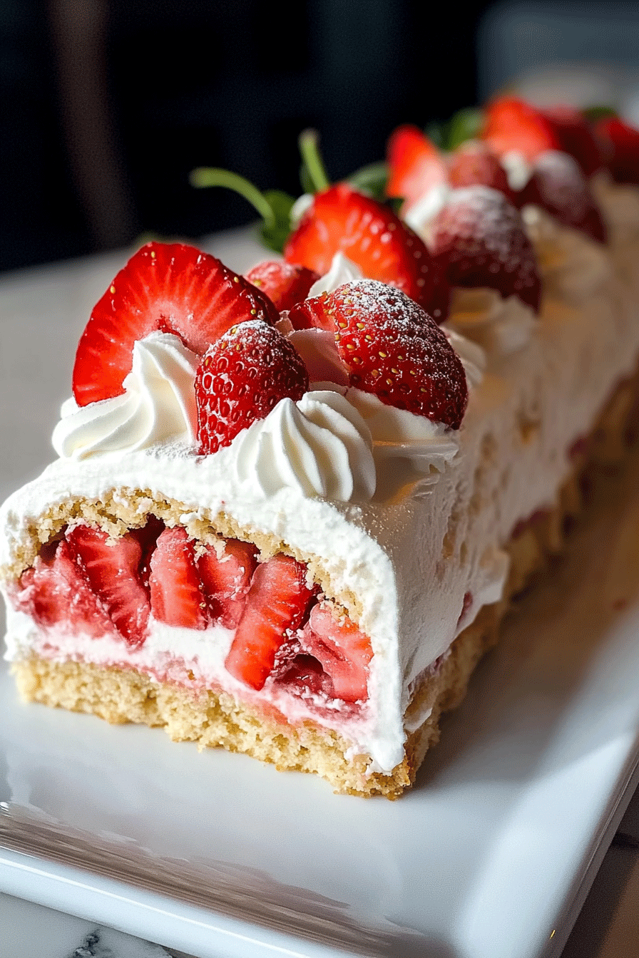 Strawberry Shortcake Cheesecake Dessert Roll